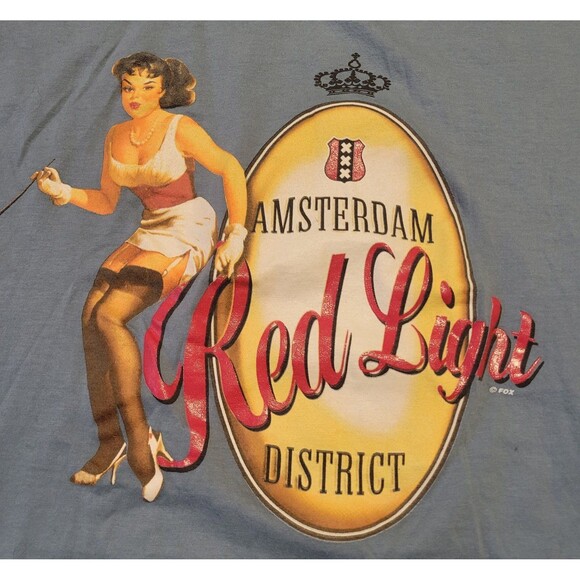 Amsterdam red light district Fox original t-shirt size Medium Light Blue - Picture 3 of 5